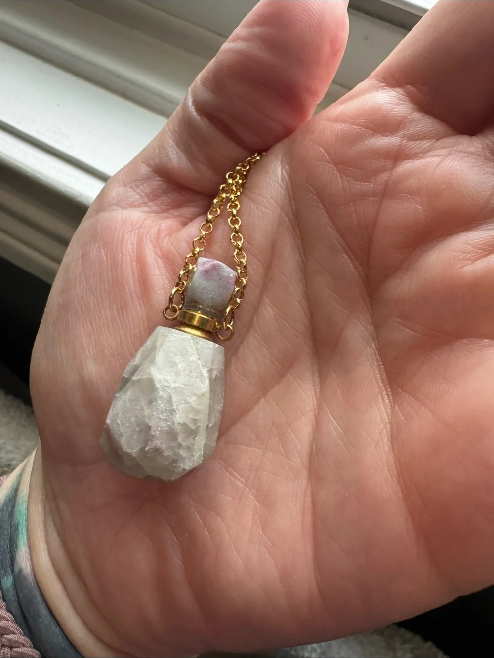 Plated Gold Pink Tourmaline Necklace